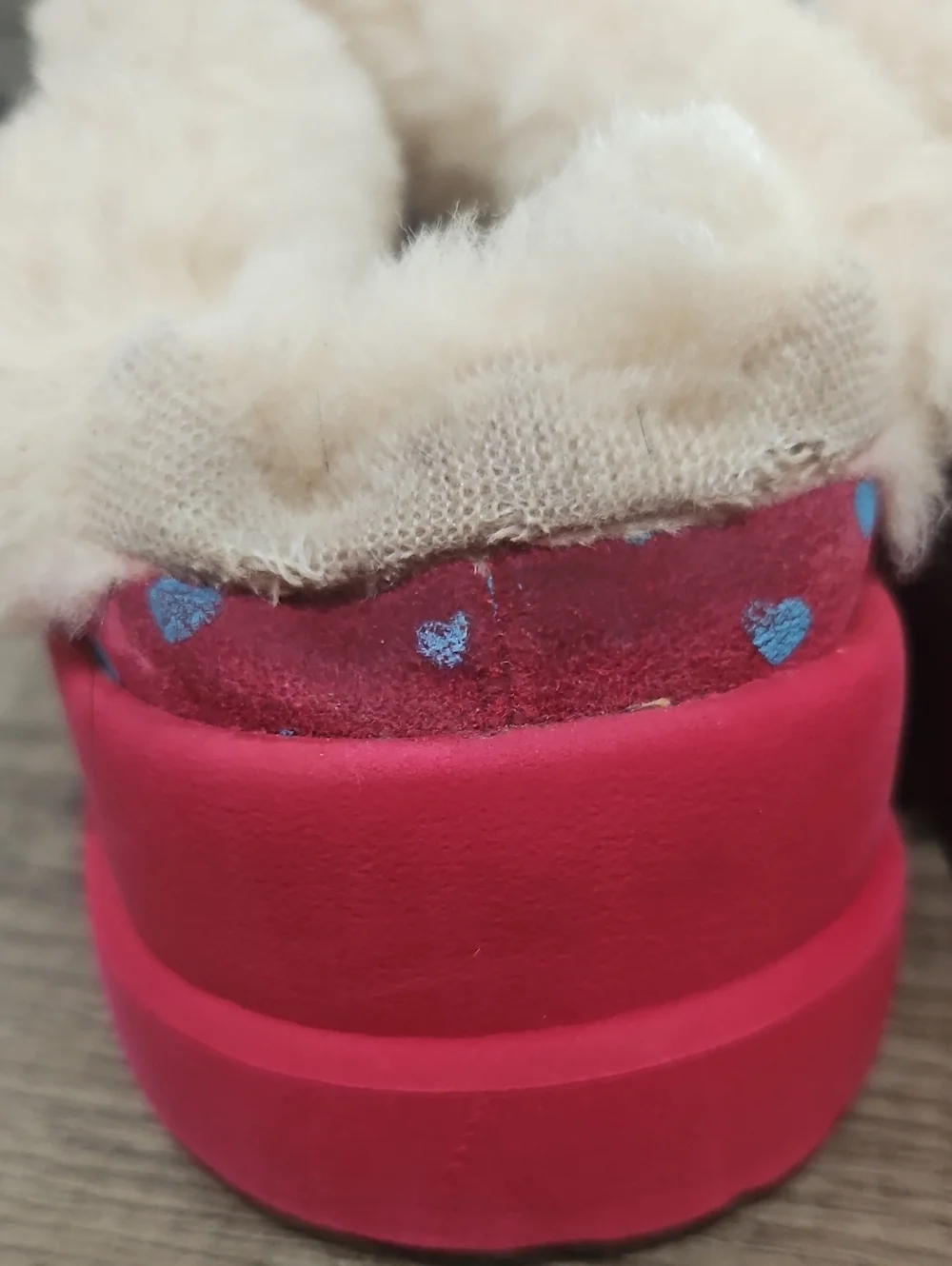 Ugg I love UGG Pink suede Heart Slippers size 5